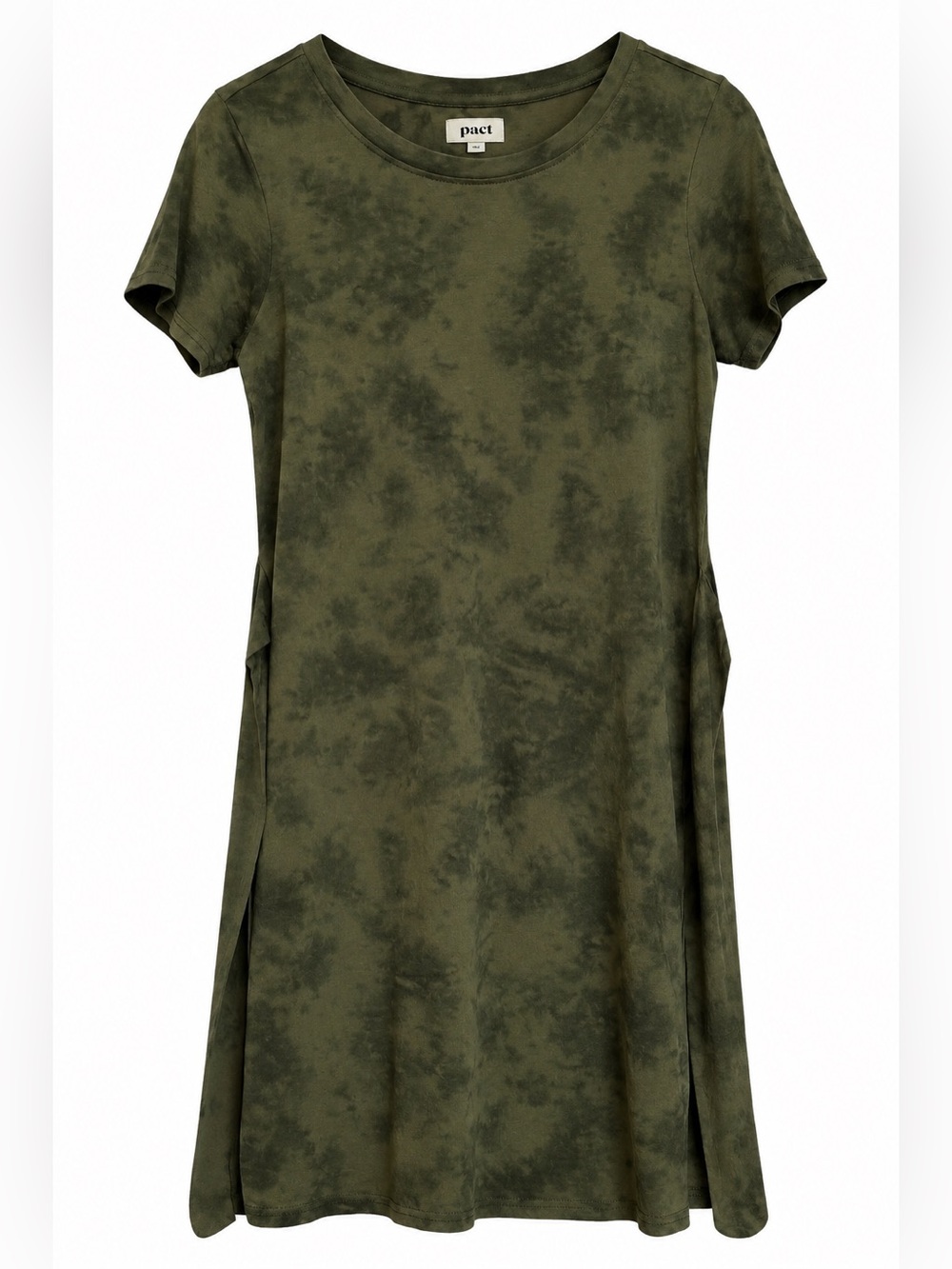 Pact Olive Green Short-Sleeve Tie-Dye Dress